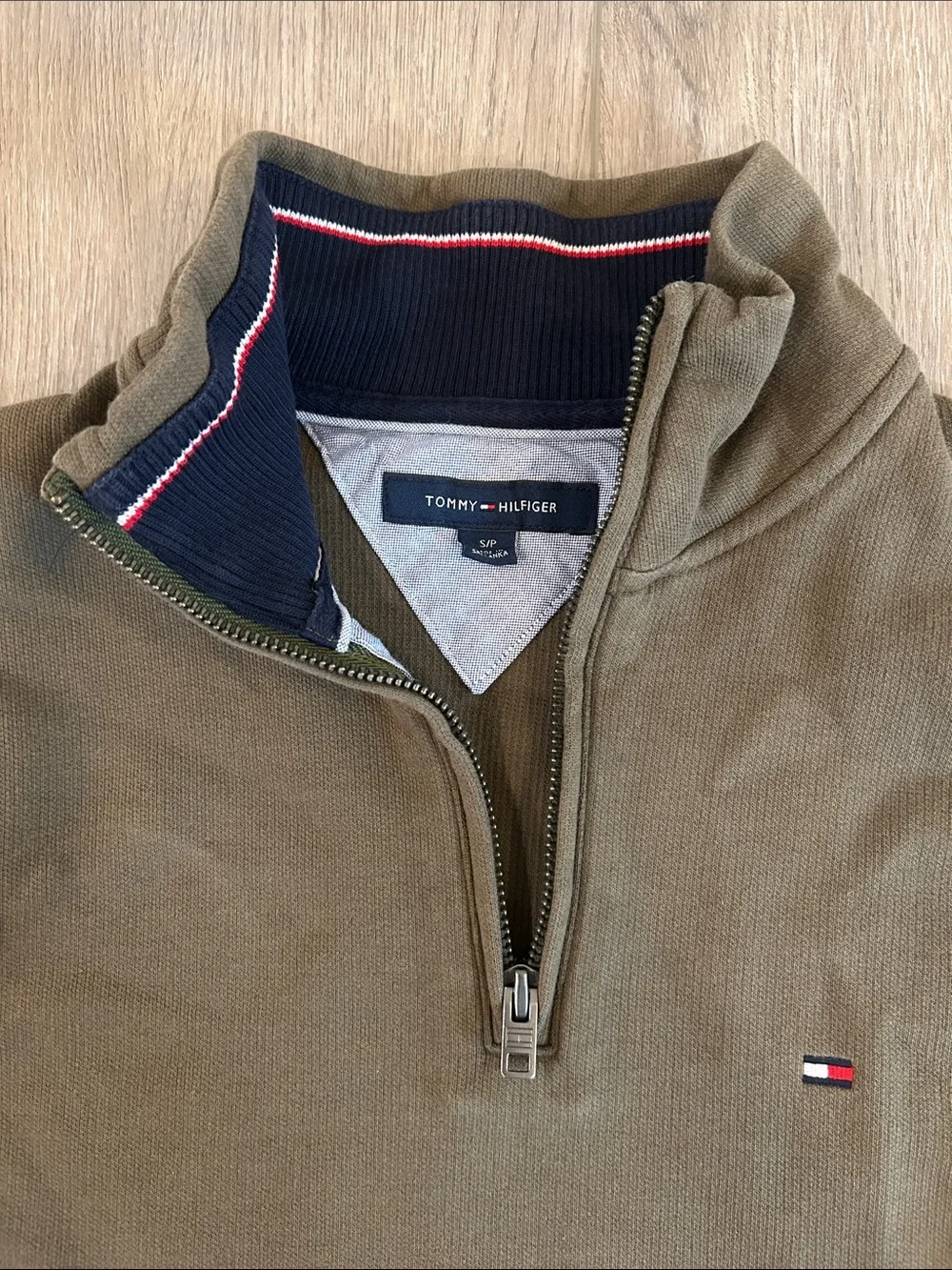 Tommy Hilfiger Men's Olive Green Quarter-Zip Sweater